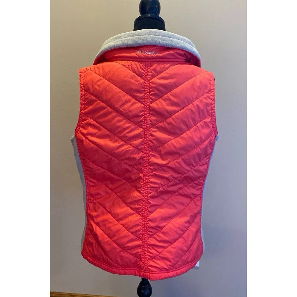 Columbia Vest Women Full Zip Pink Orange Quilted Sz XL Outside/Inside‎ Pockets